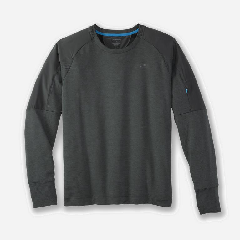 Brooks Notch Thermal Mens Long Sleeve Running Shirt - Dark Oyster/grey - Philippines (684192WBX)